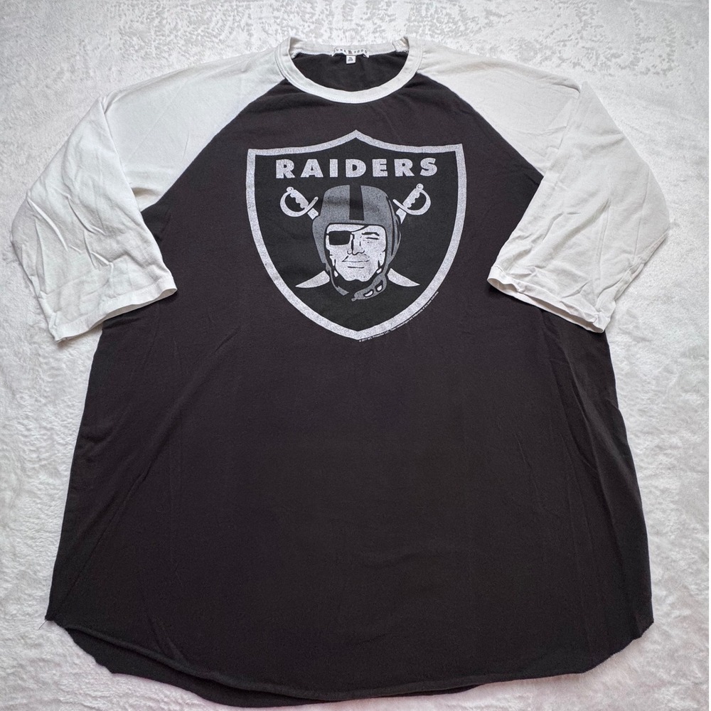 Junk Food Oakland Raiders Mens XL Raglan 3/4 Sleeve T-Shirt NFL Made USA